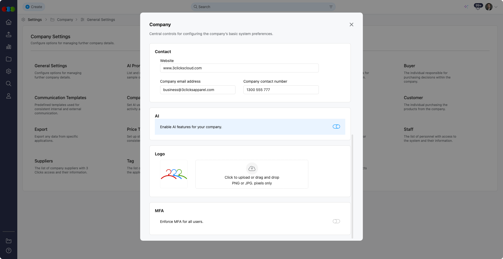 AI Site Settings & Billing