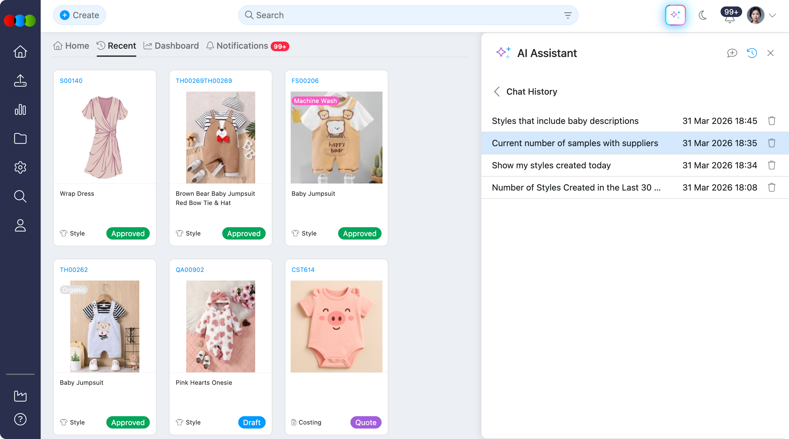 Chatbot History Page