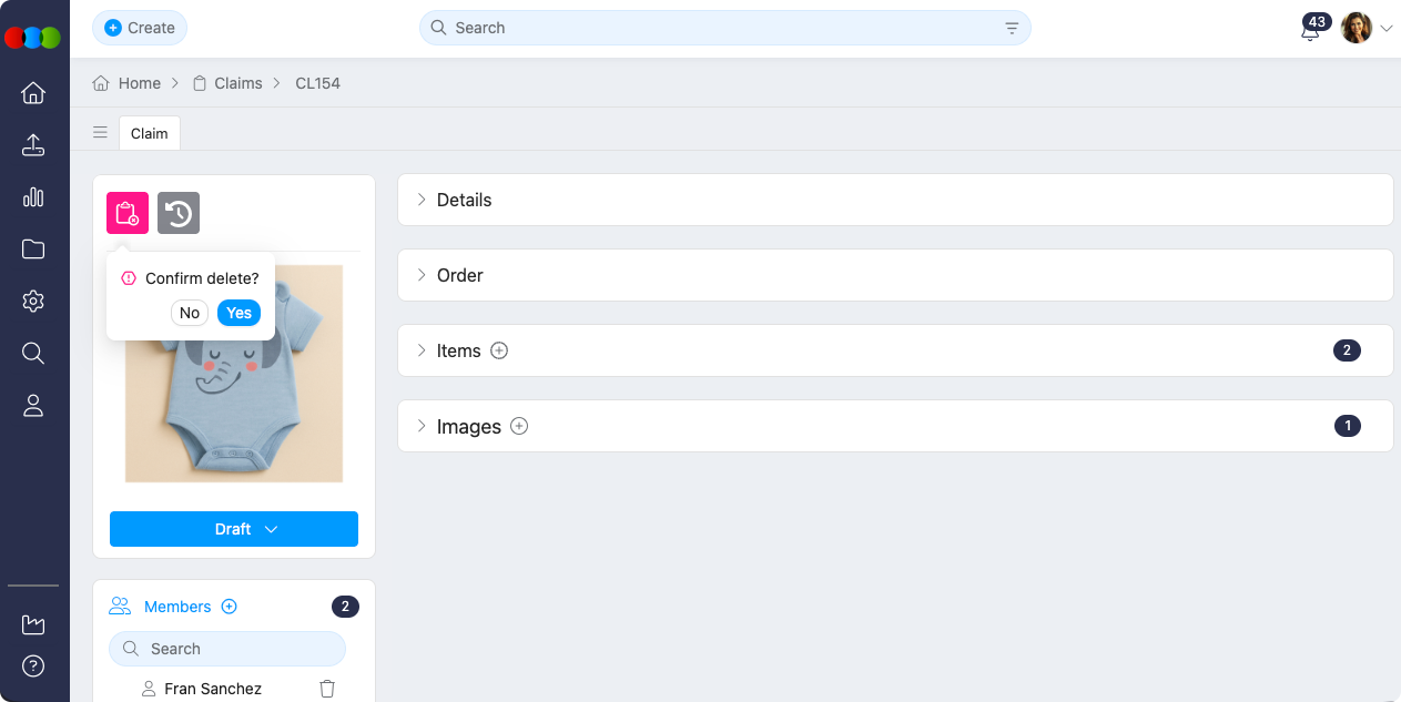 Delete Claim Confirmation