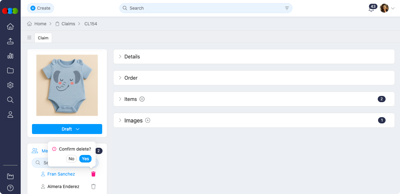 Confirm member deletion