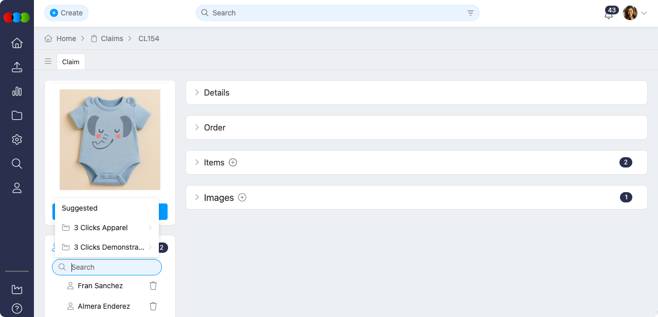 Search for a member to add to the claim
