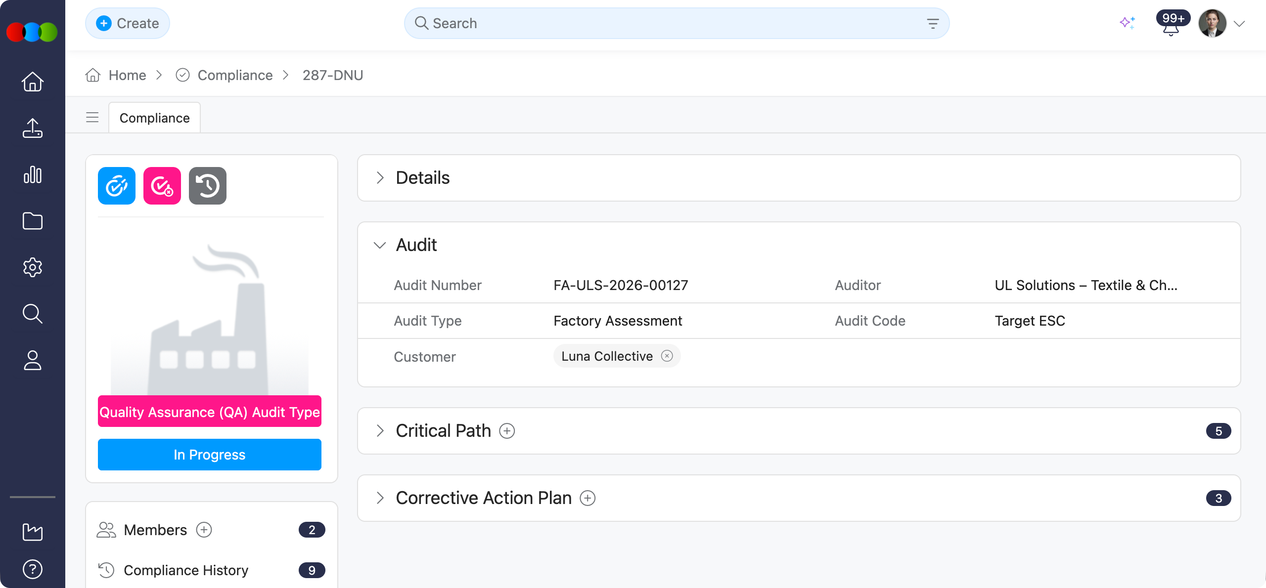 Compliance audit type