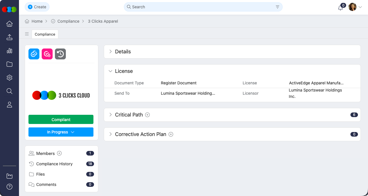 Compliance license type