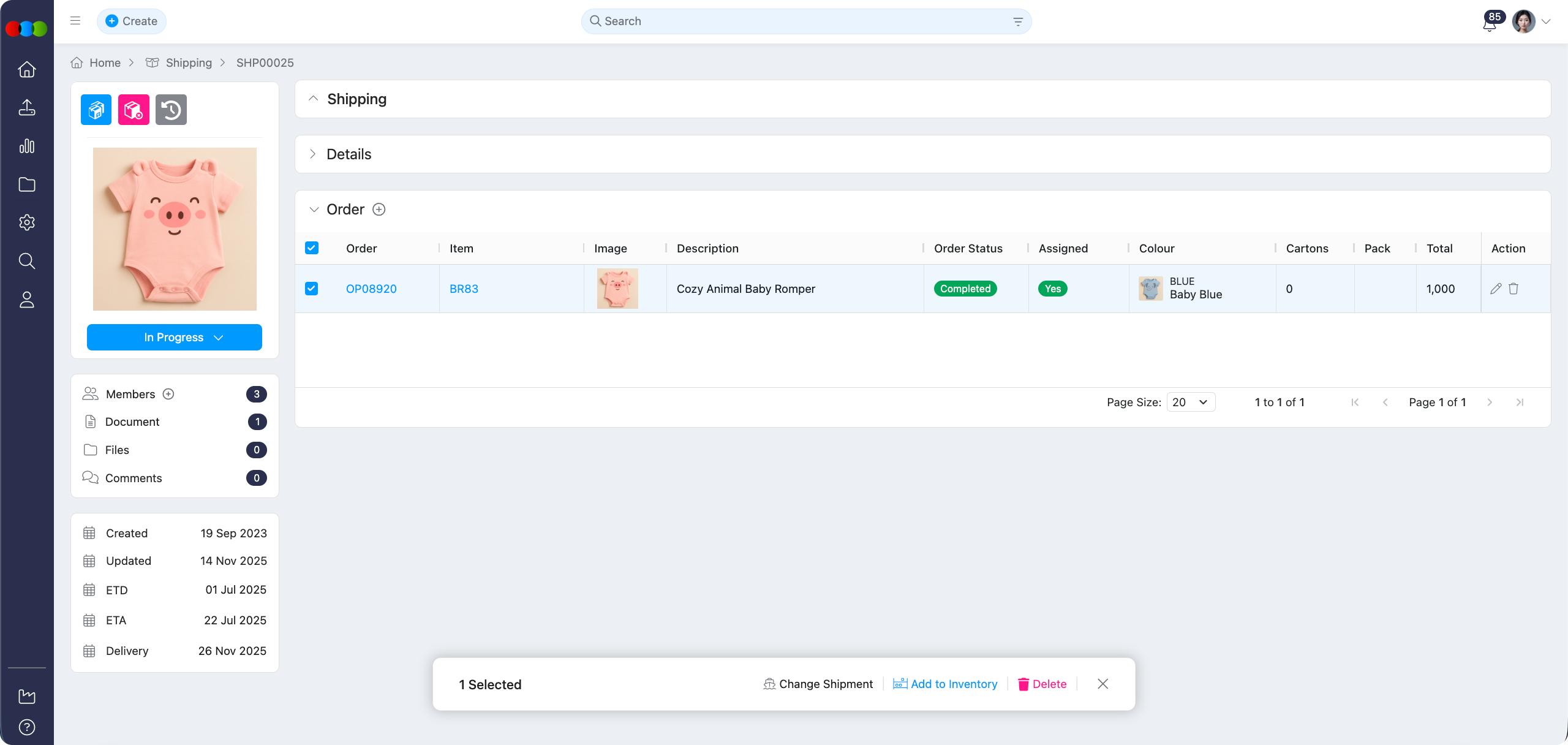 Component Inventory Add from Shipping