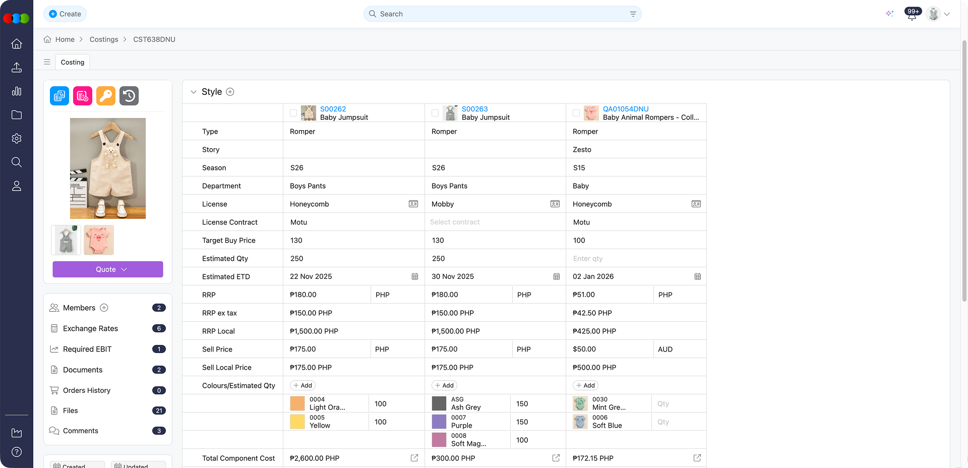 Costing Import Style Section