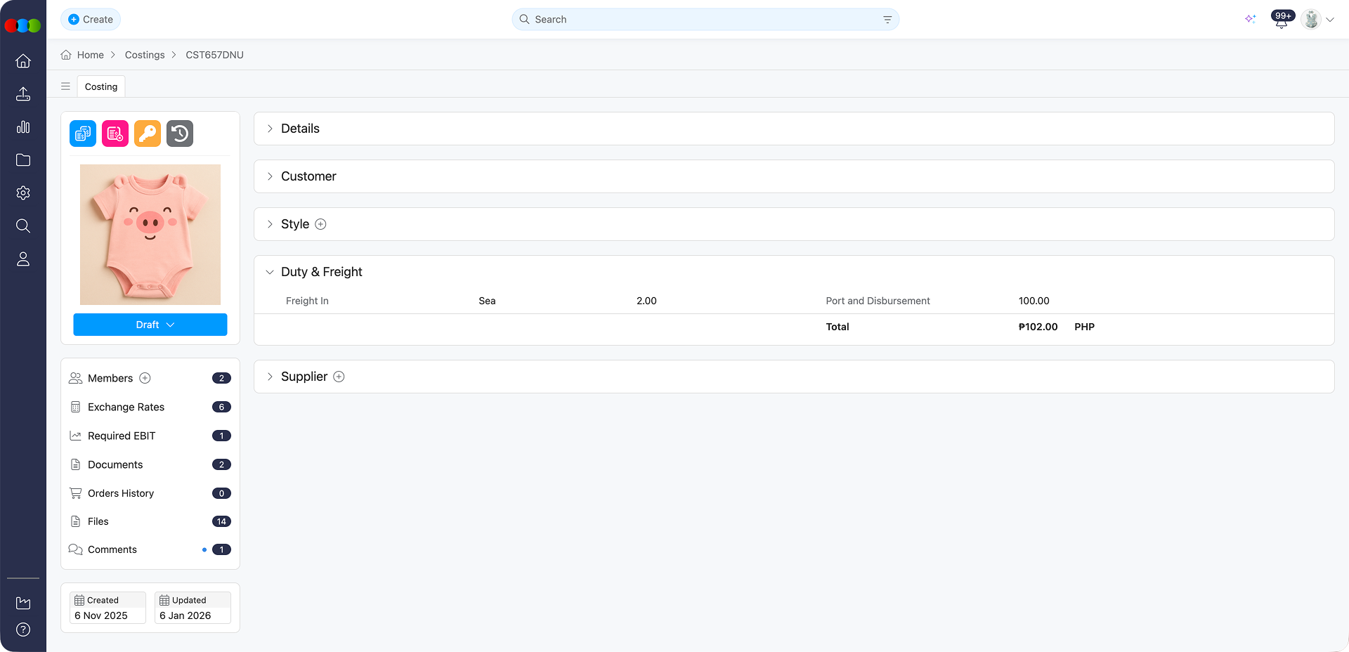 Costing Retail Duty & Freight Section