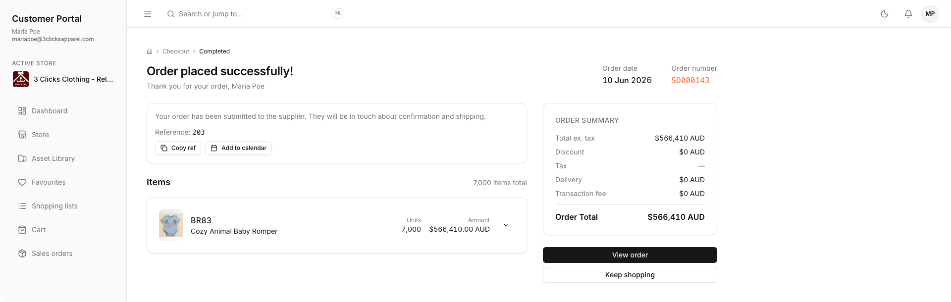 Customer Portal Checkout Completed