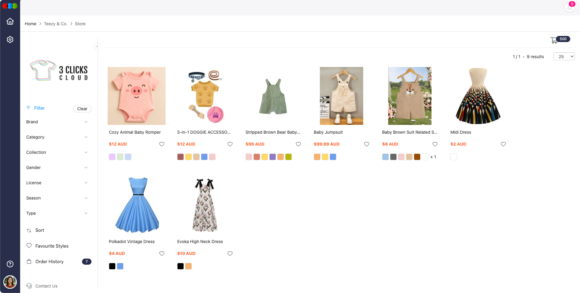 B2B Online Store Interface