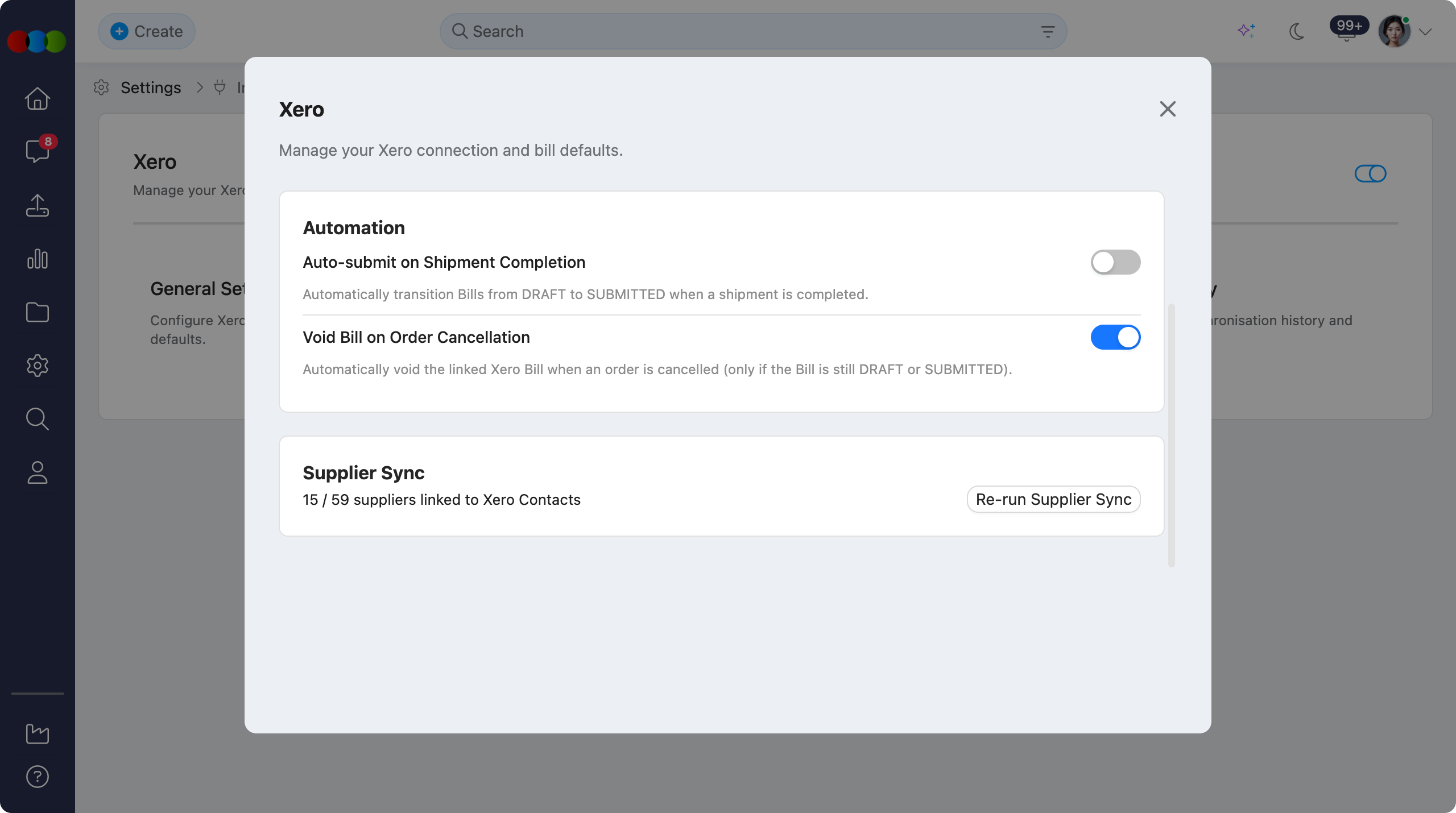 Xero > General Settings > Automation