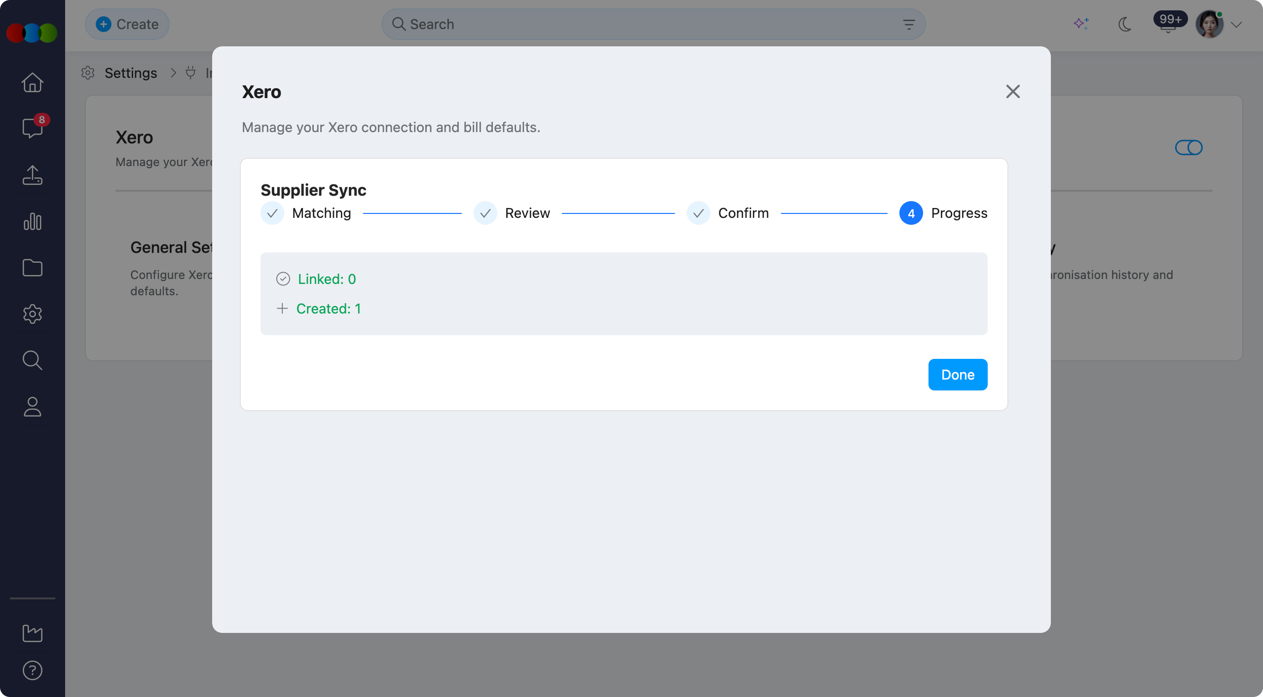 Xero > Supplier Sync > Progress