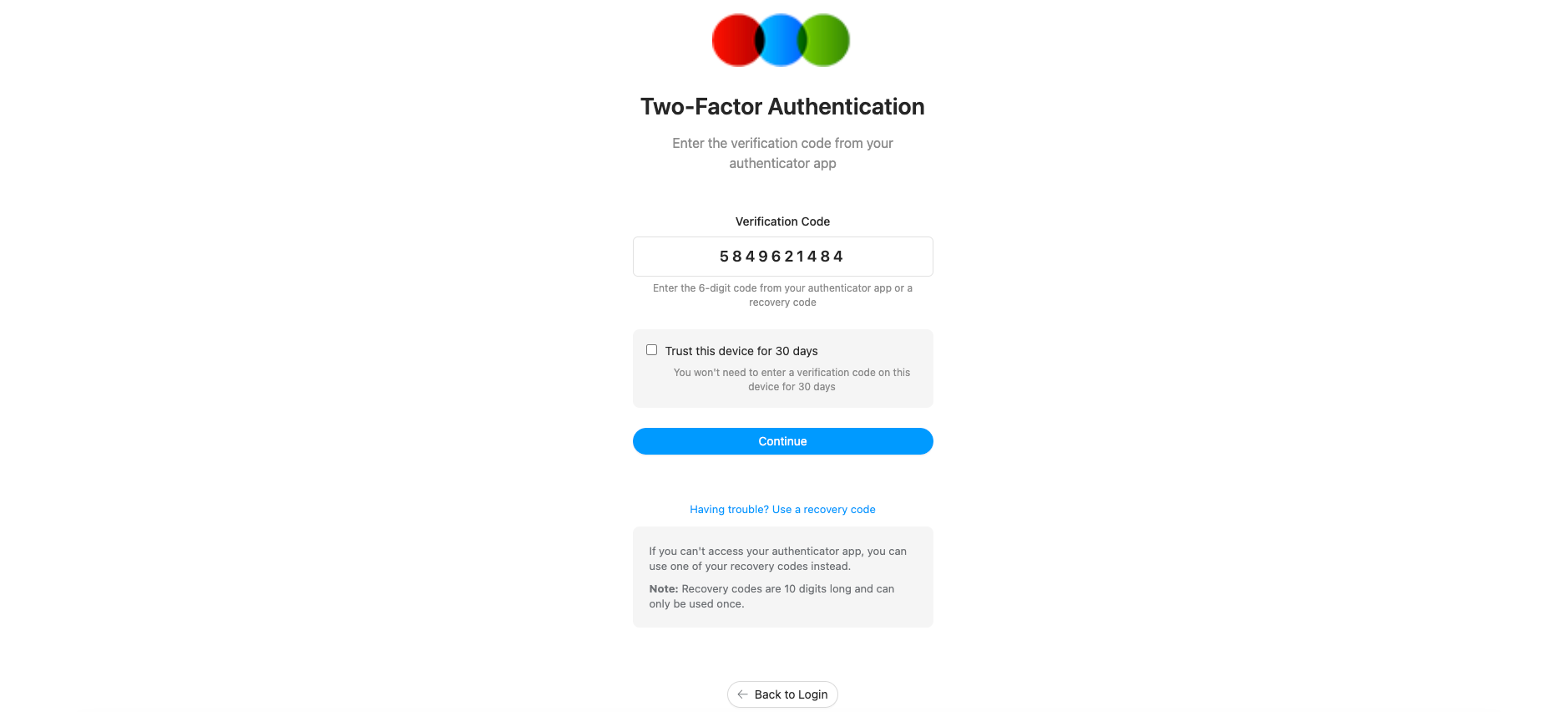 Multifactor Authentication Verification Page