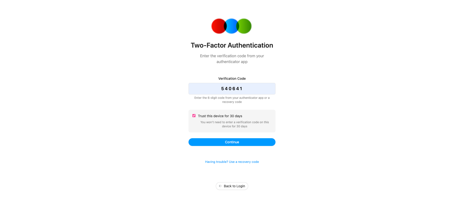 Multifactor Authentication Verification Page