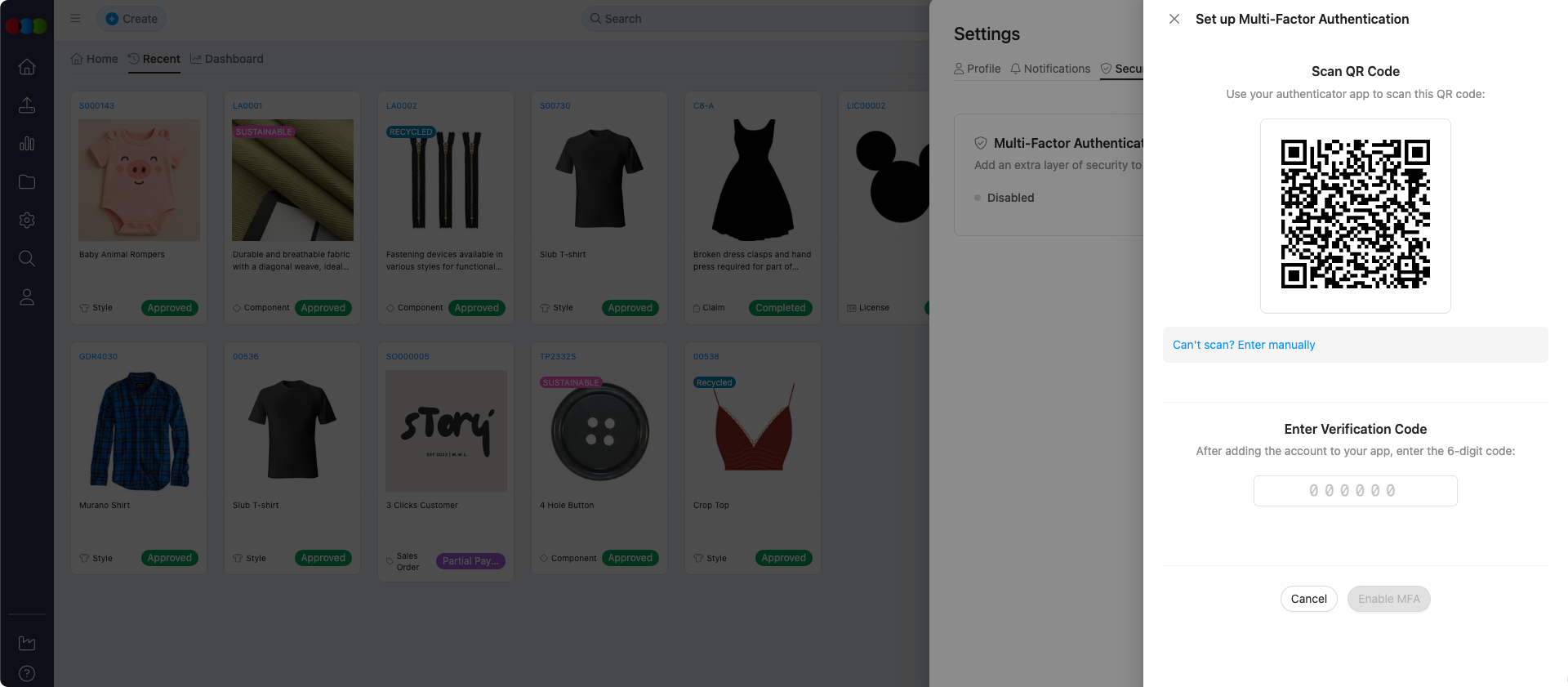 My Profile > Security