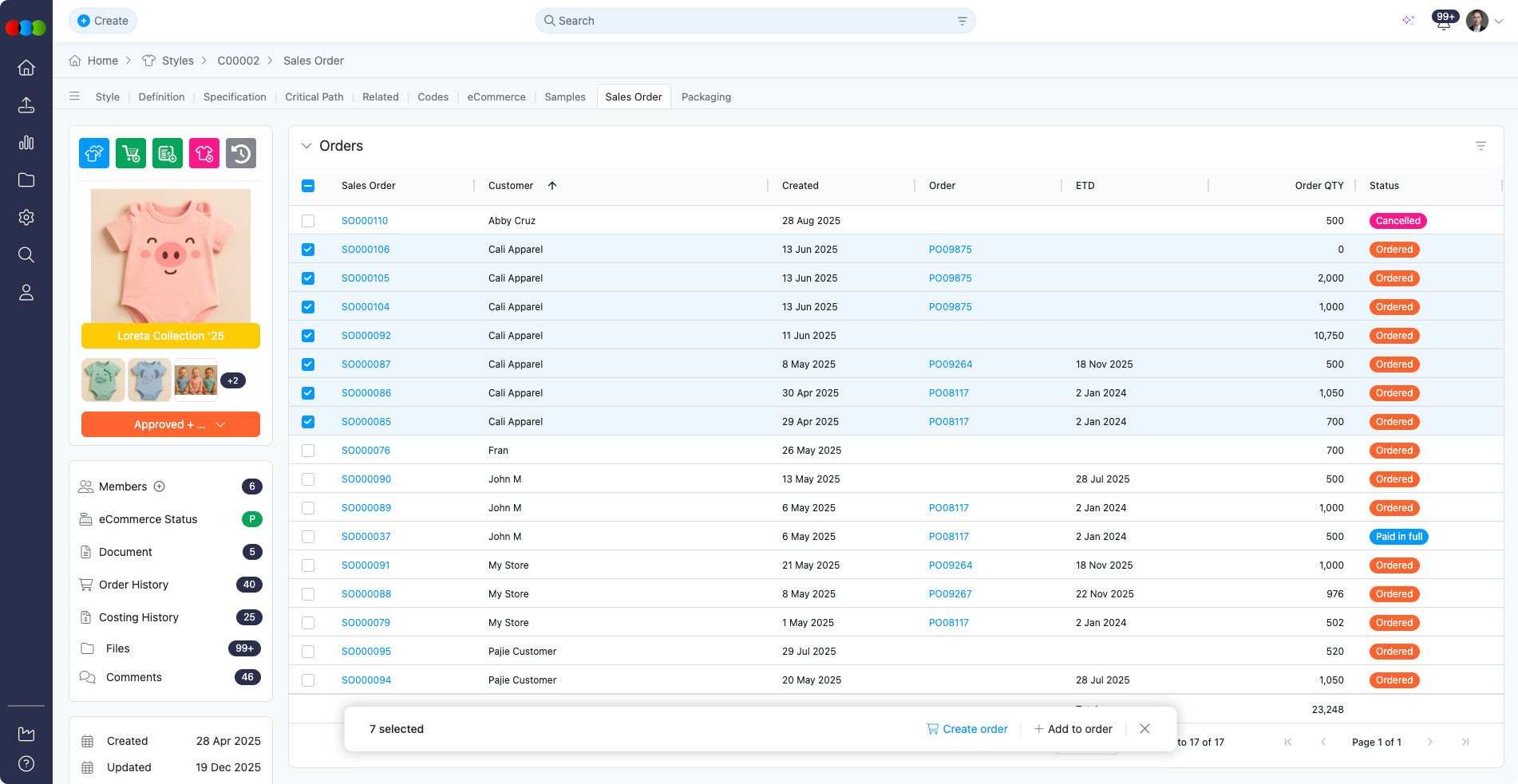 Order Create > Sales Order