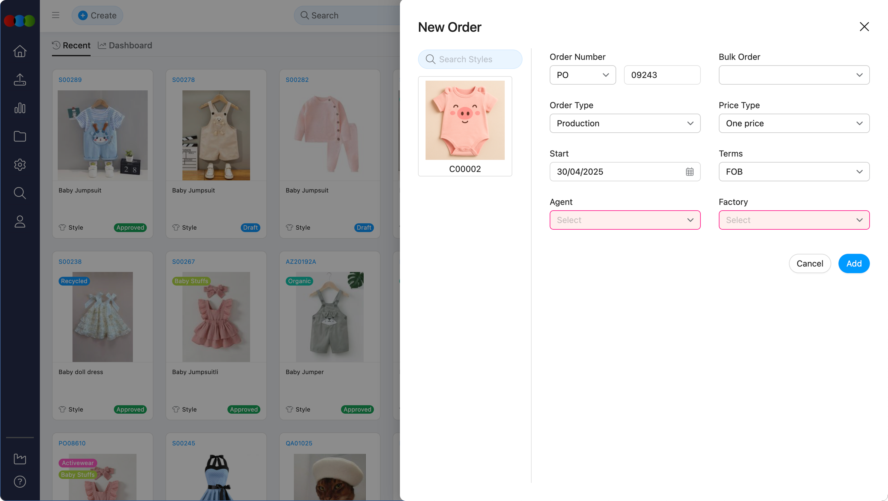 Order Create Single Item