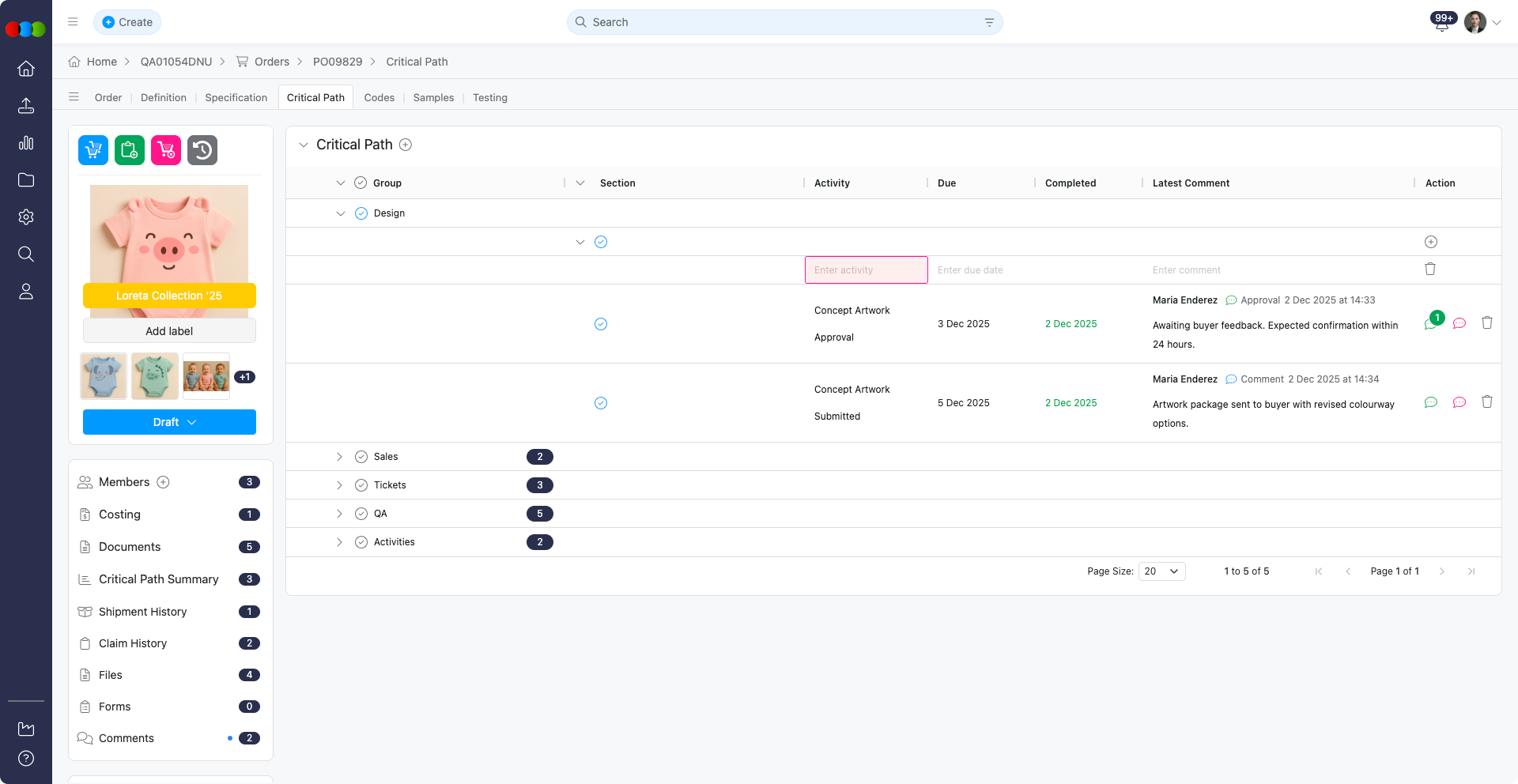 Order Add Critical Path