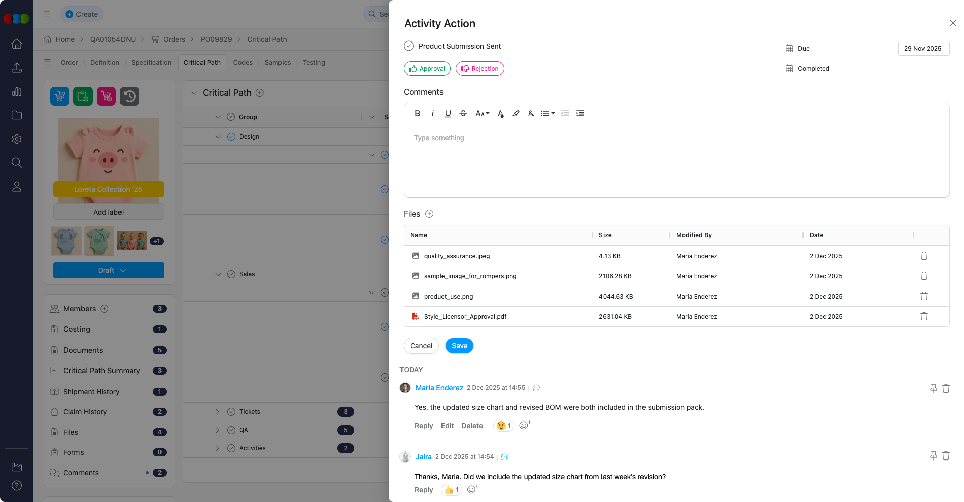 Order Critical Path Approval & Rejection