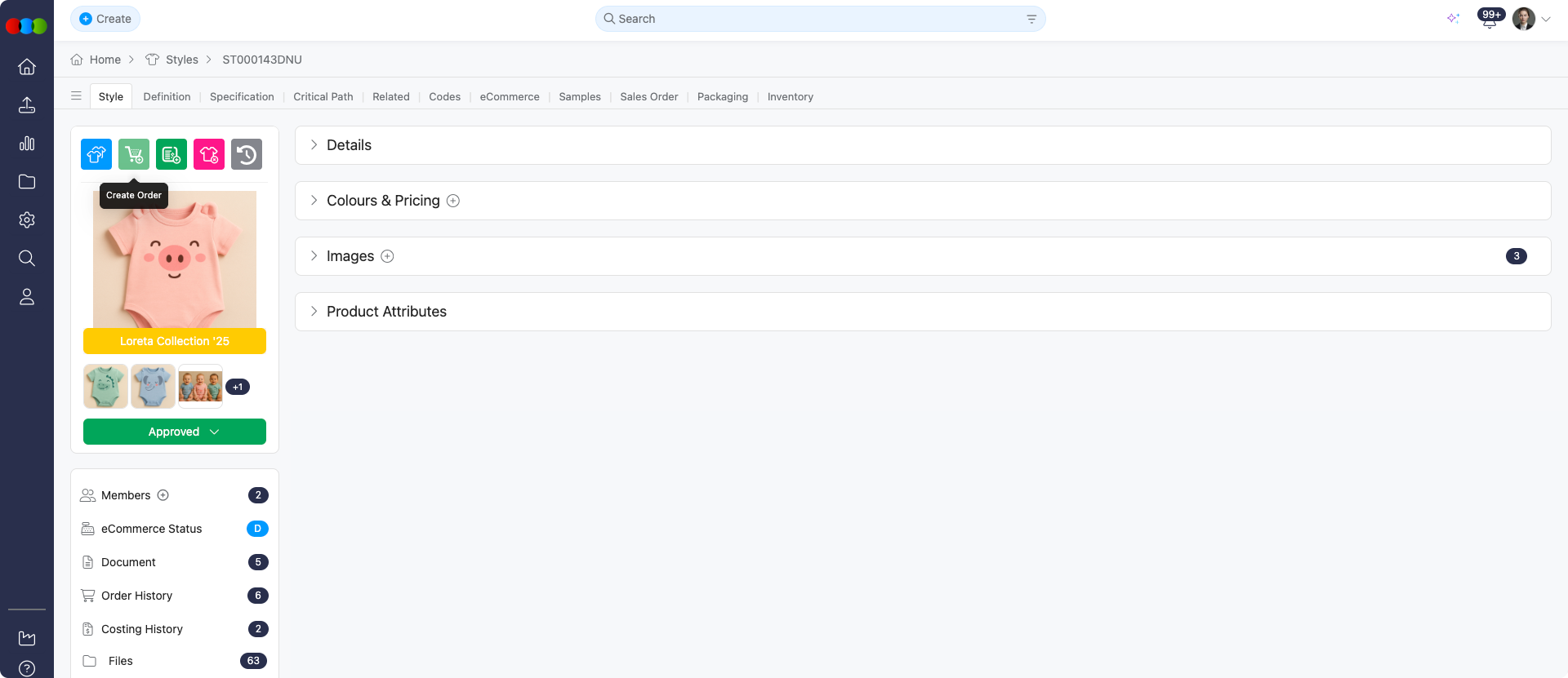 Style > Create Order