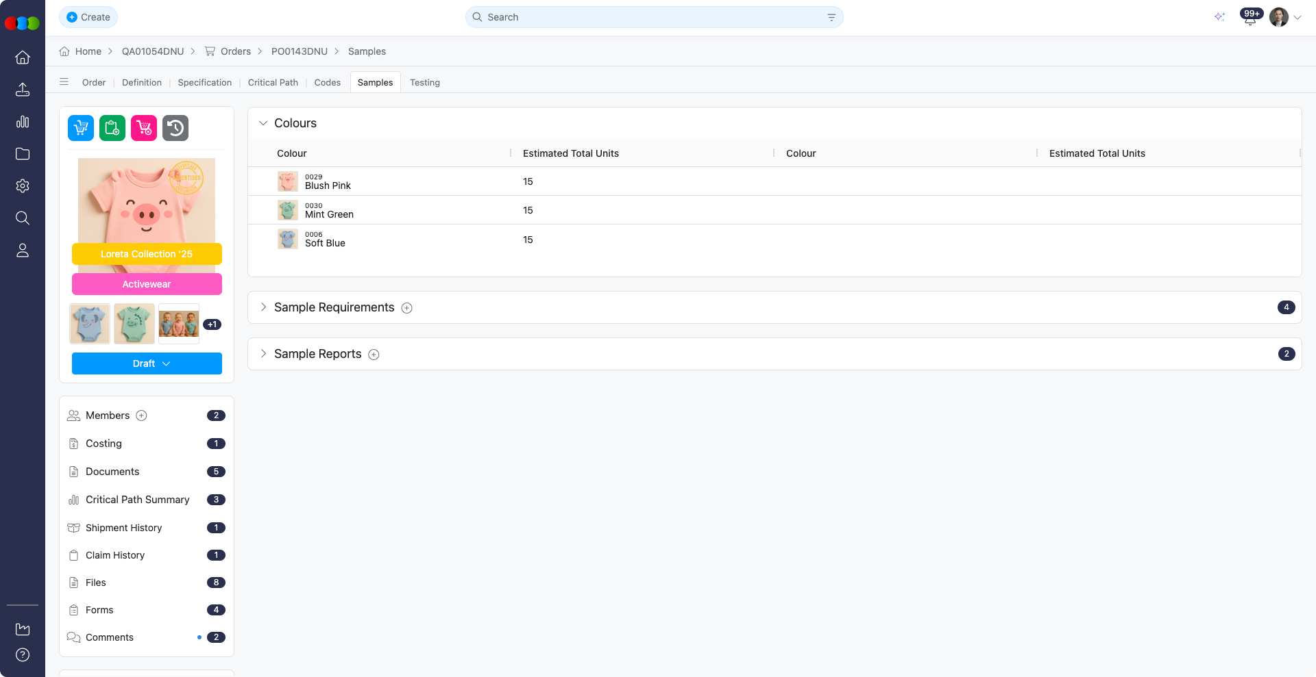 Sample Colours Overview