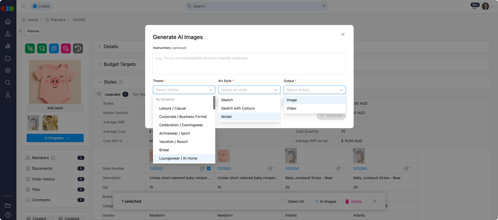 Planner Styles > Generate AI Images