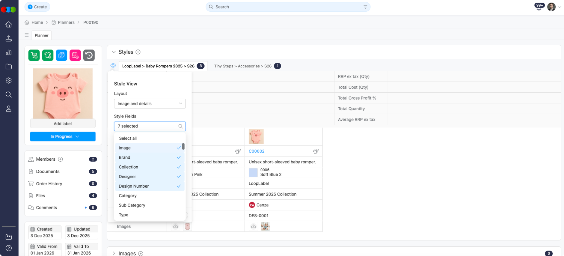 Planner Style Fields