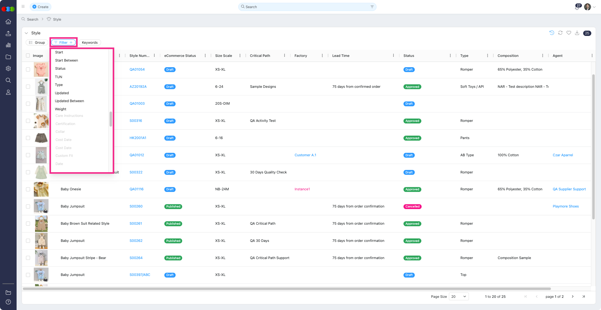 Search > Application > Filter > Disabled Status
