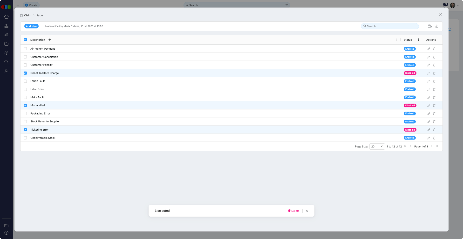Site Settings > Application > Enabled/Disabled Status