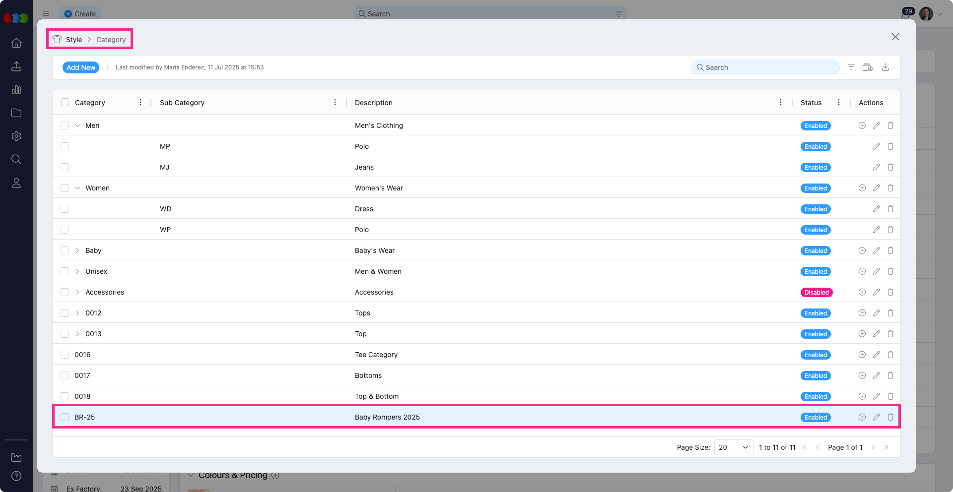 Site Settings > Style > Category