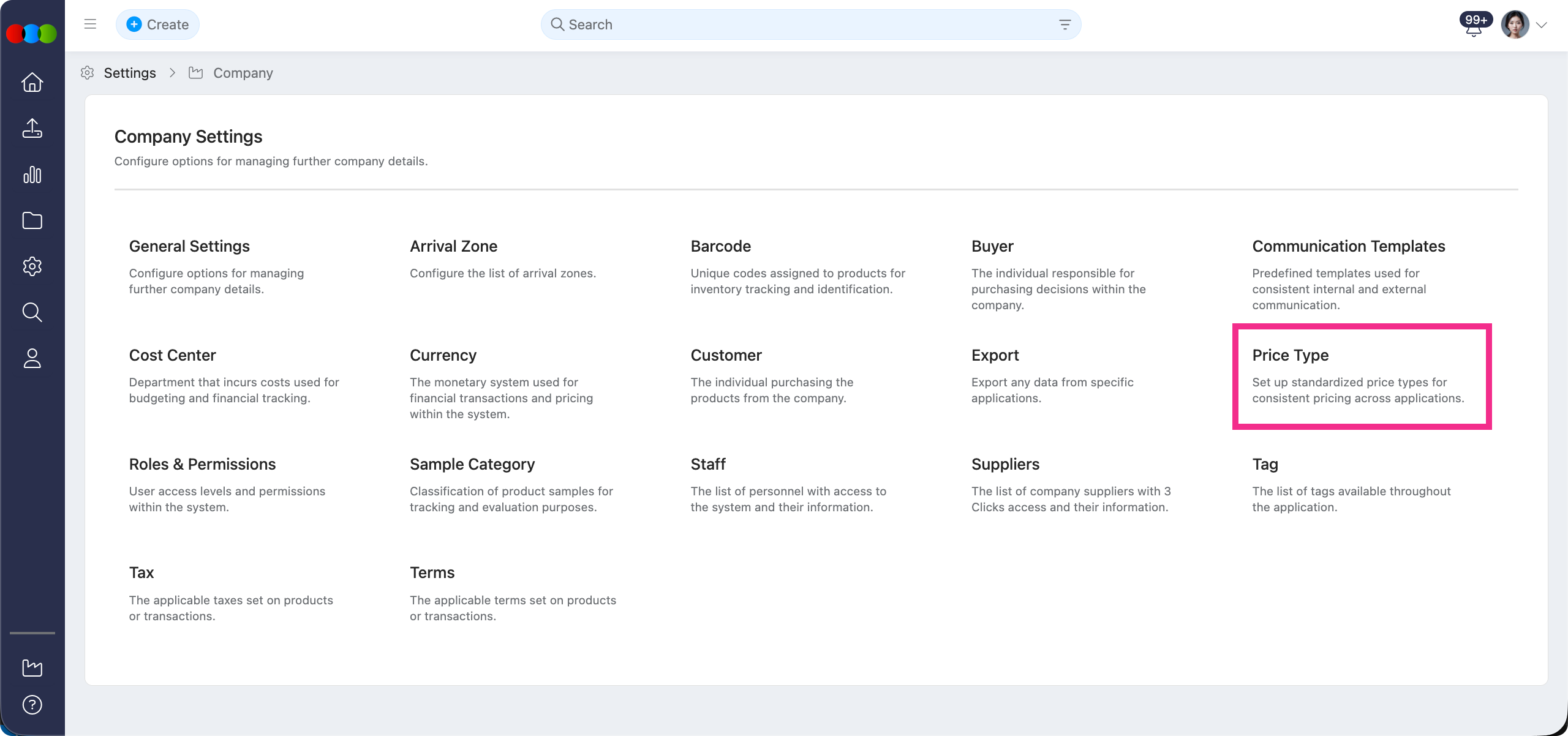Company > Price Type