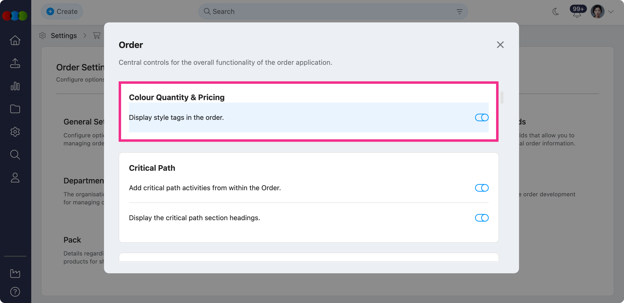 Site Settings > Order > General Settings > Colour Quantity & Pricing