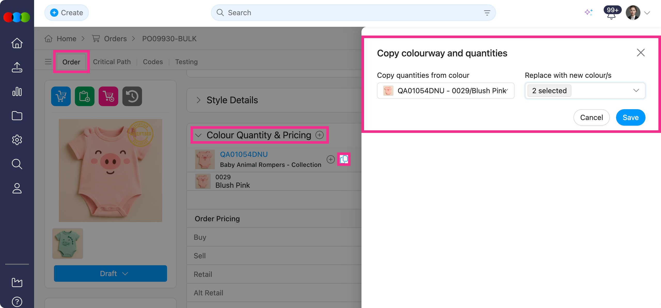 Copy Colour Quantity Pop-up