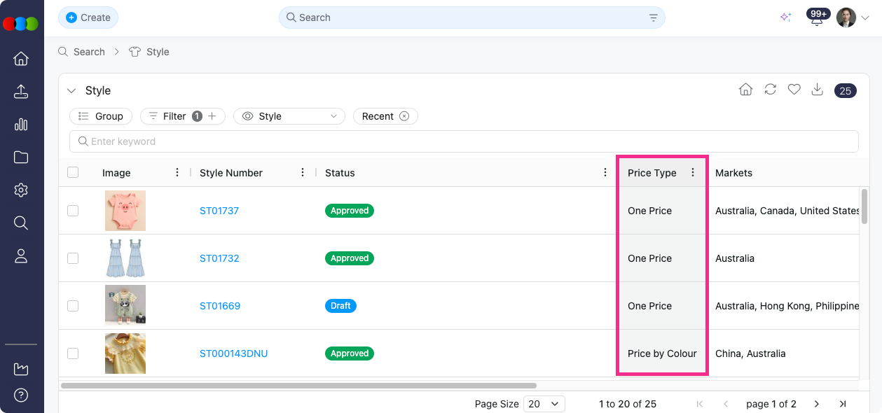 Style Search > Price Type