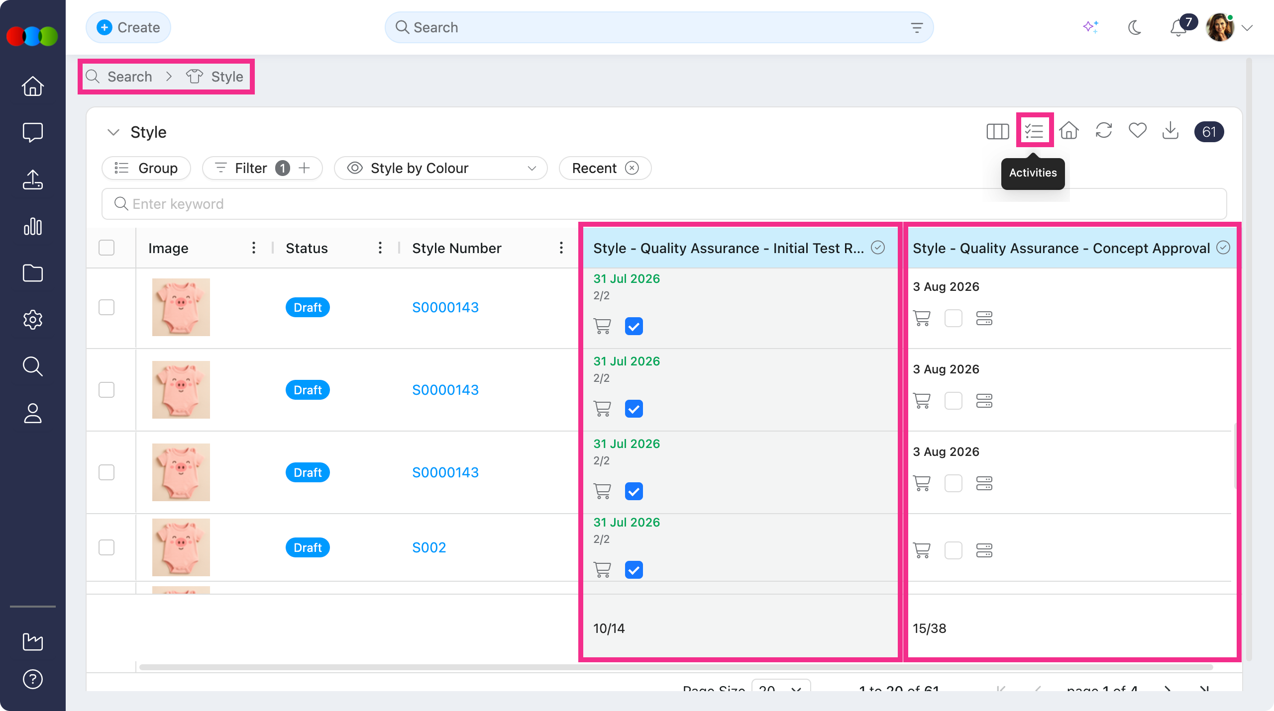Style Search > Critical Path Activities