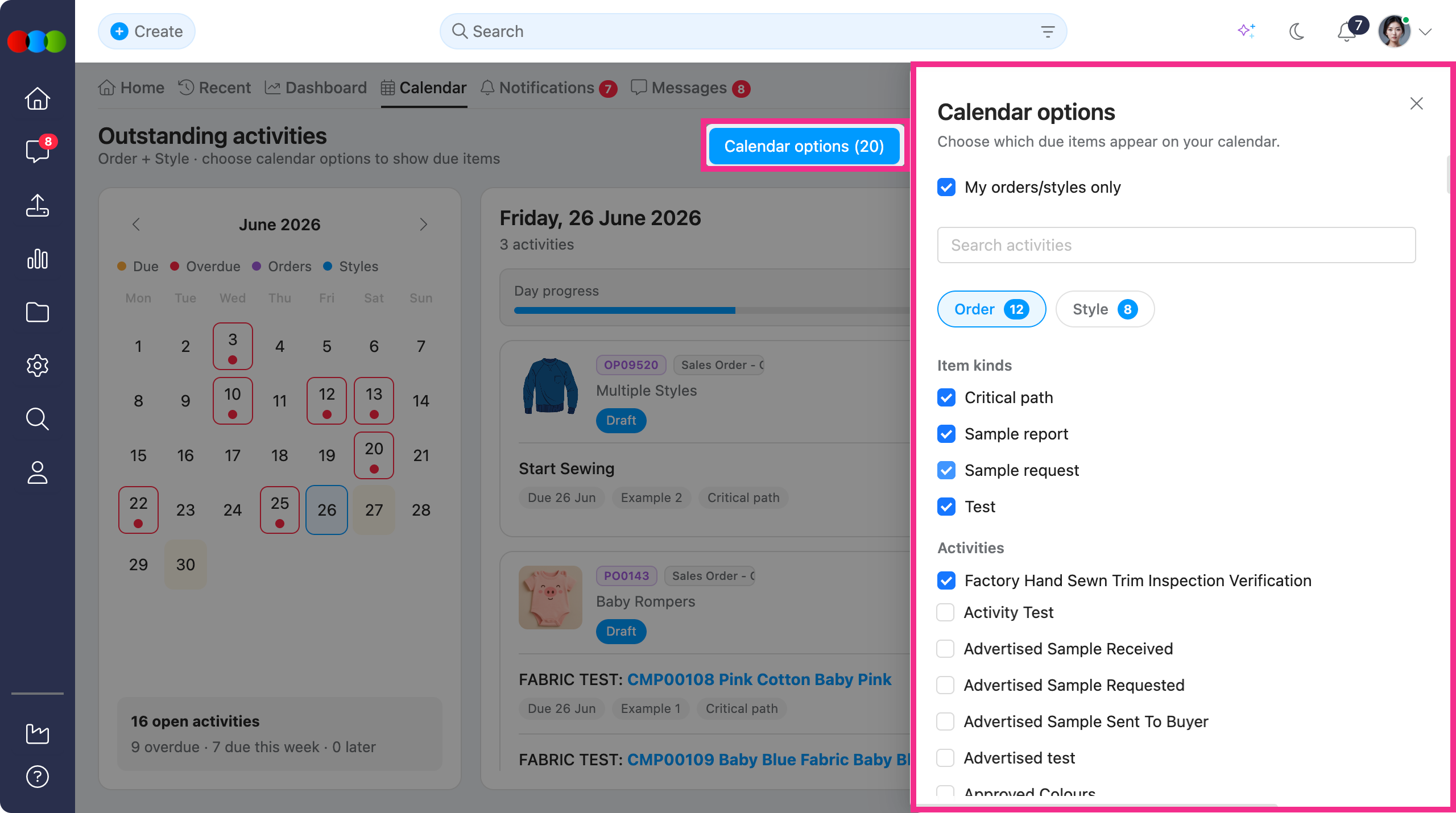 Calendar Options