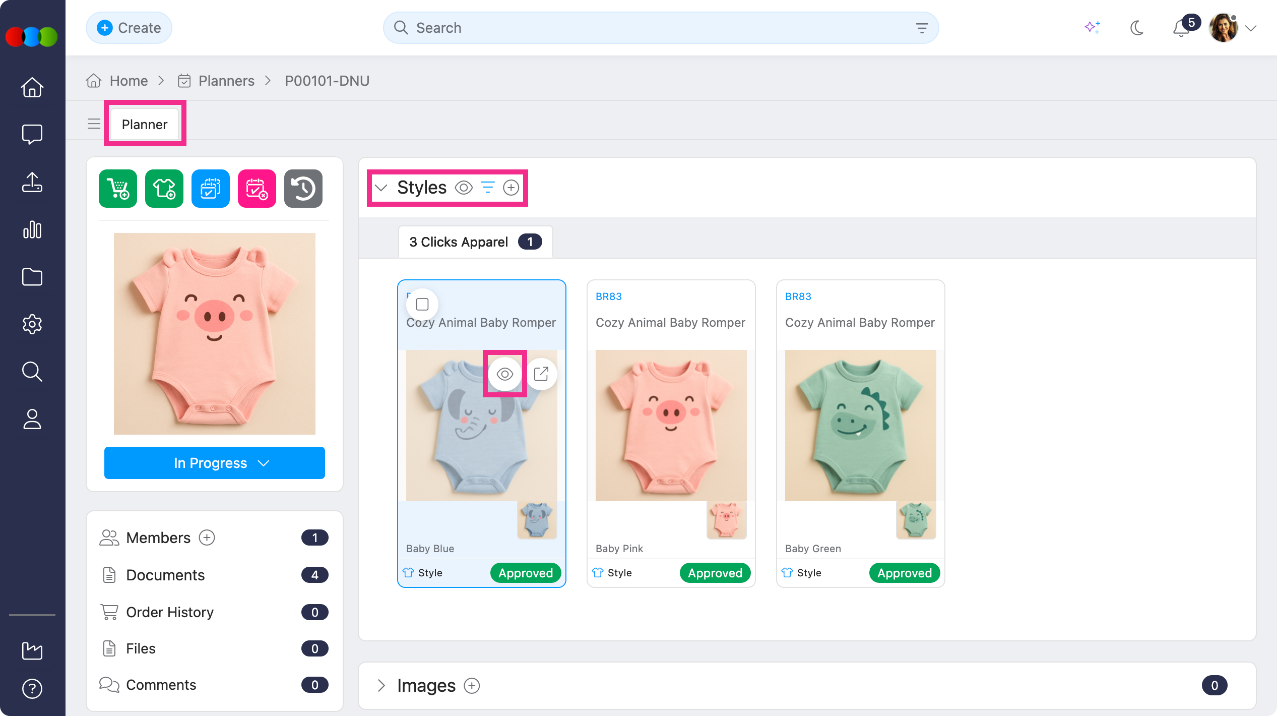 Planner > Styles > Image Only View > Quick View