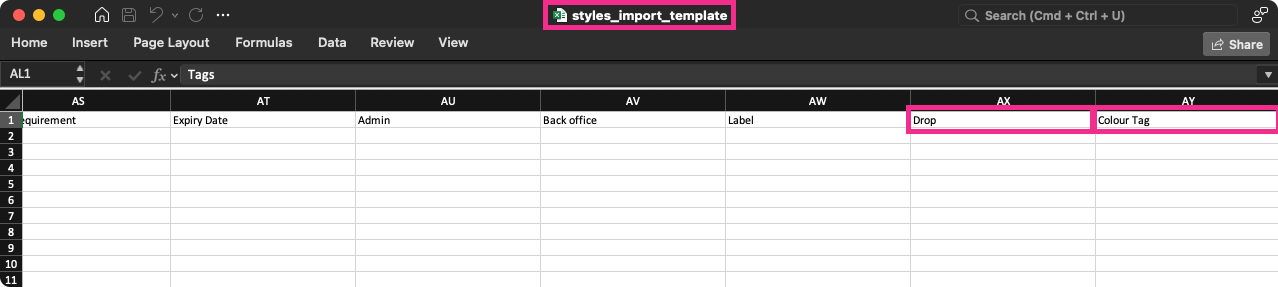 Style Import Template