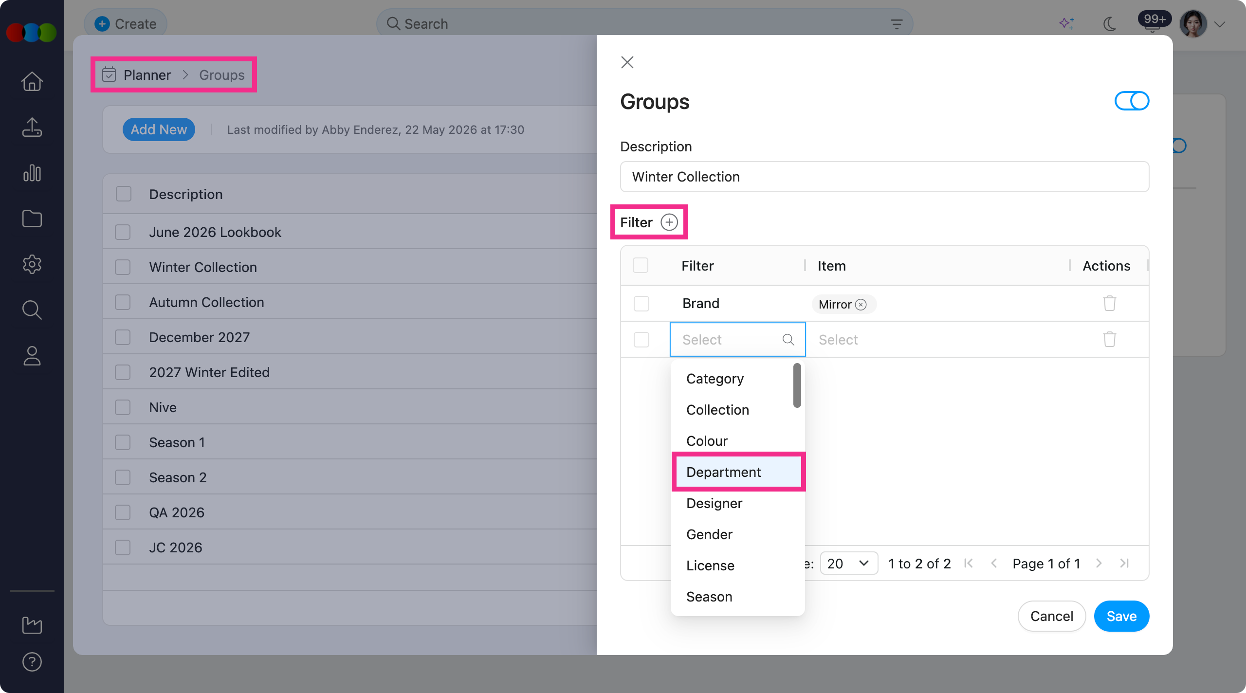 Site Settings > Planner > Groups