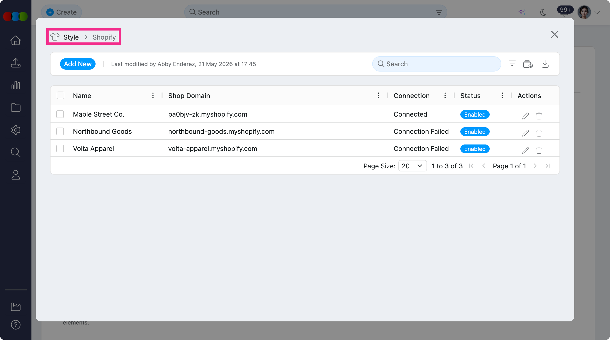 Site Settings > Style > Shopify Overview