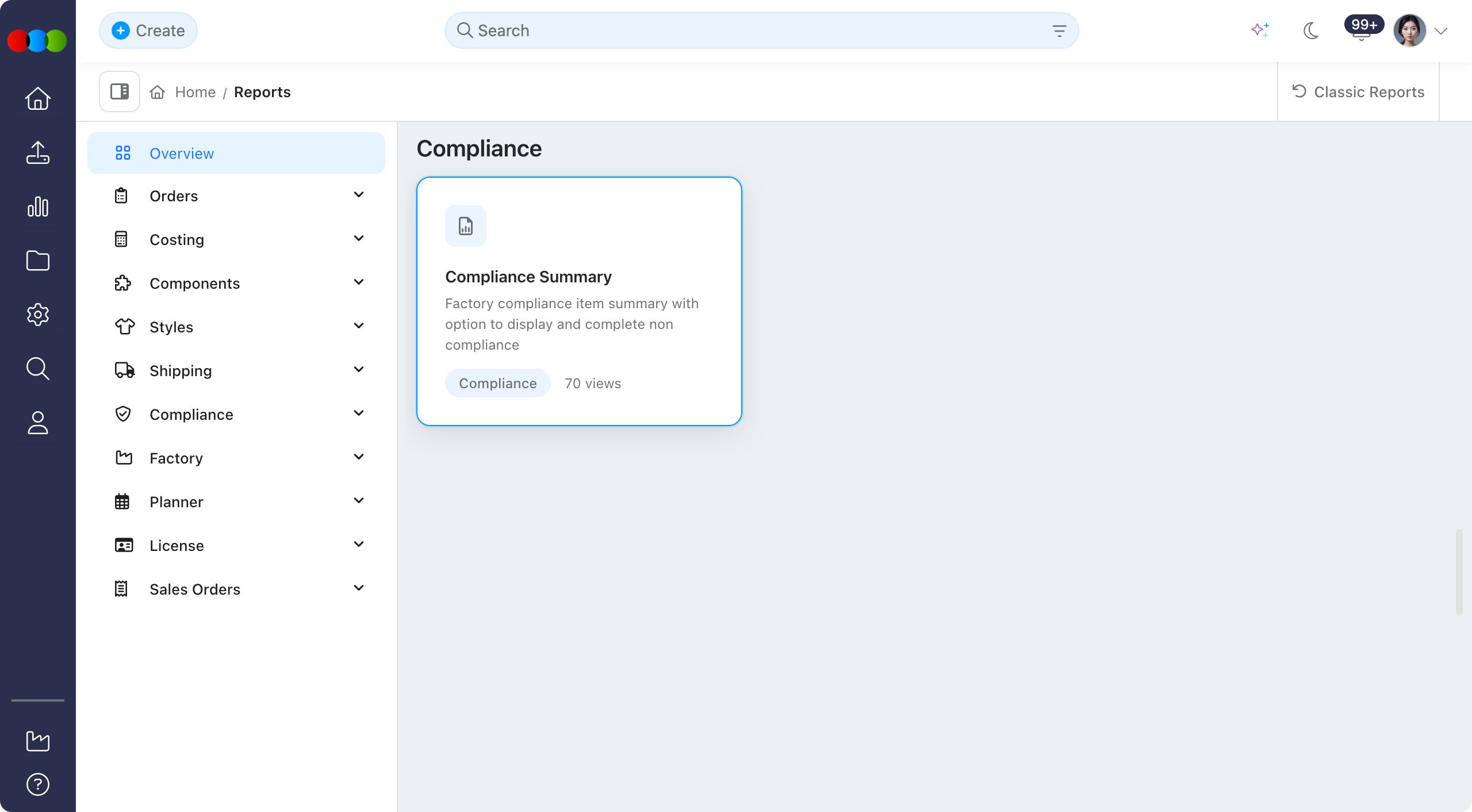 Reports > Compliance > Compliance Summary