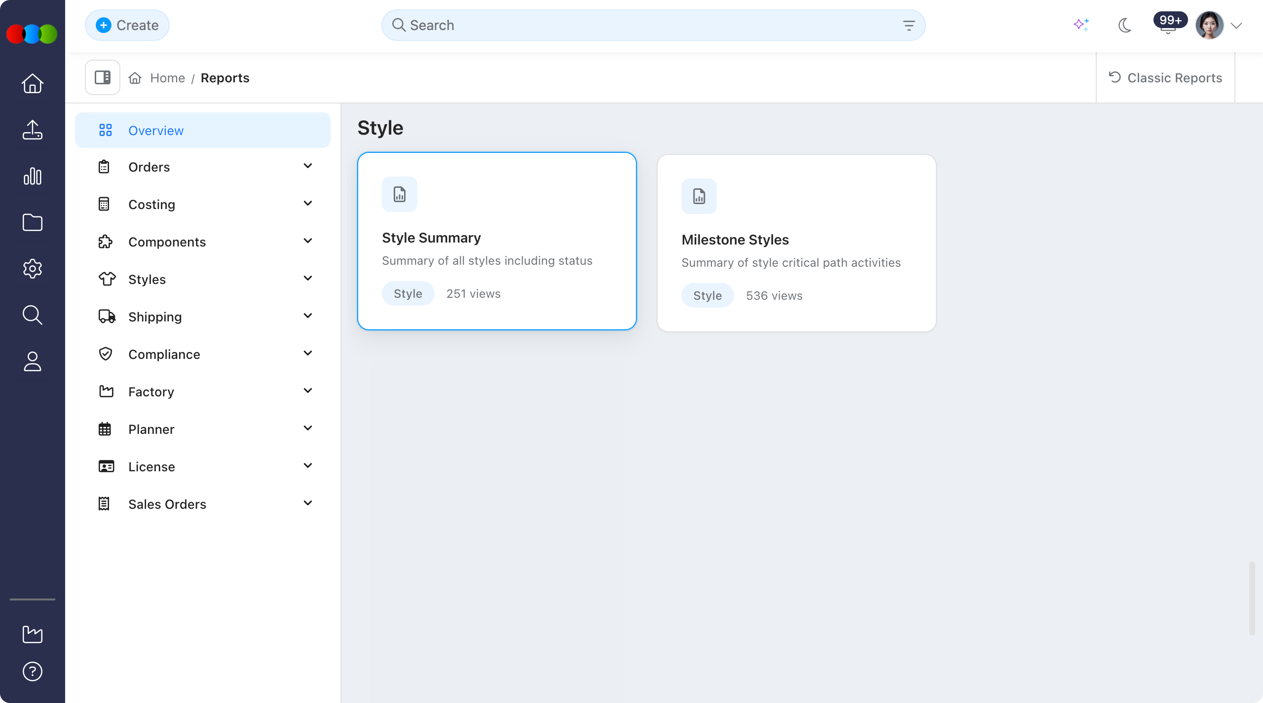 Reports > Style > Style Summary