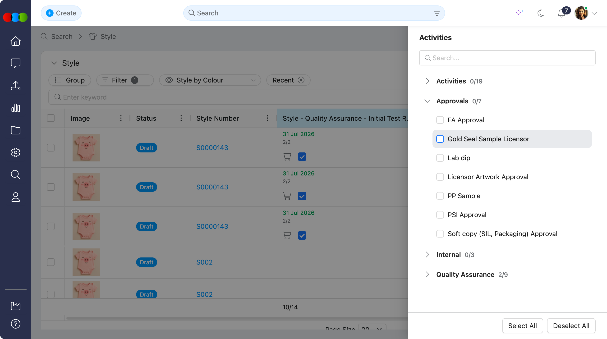 Style Search › Critical Path Activities action