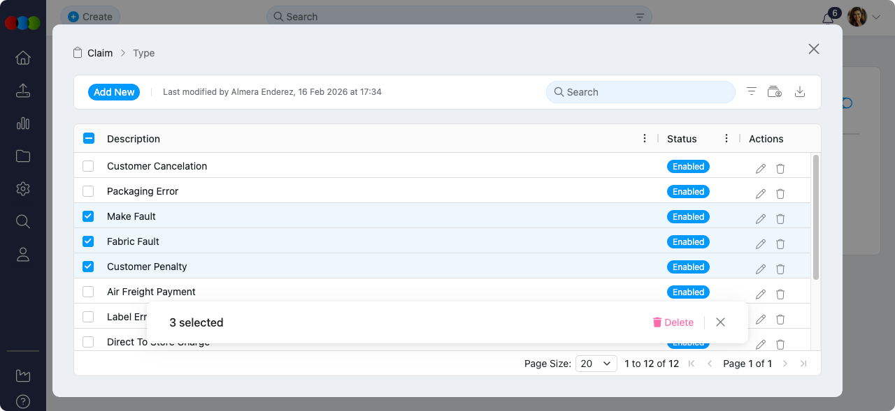 Bulk Delete Claim Type