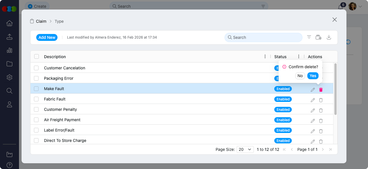 Single Delete Claim Type