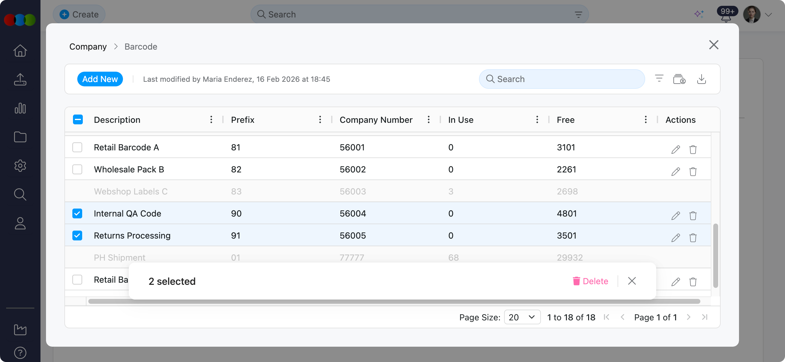 Bulk Delete Barcode Range