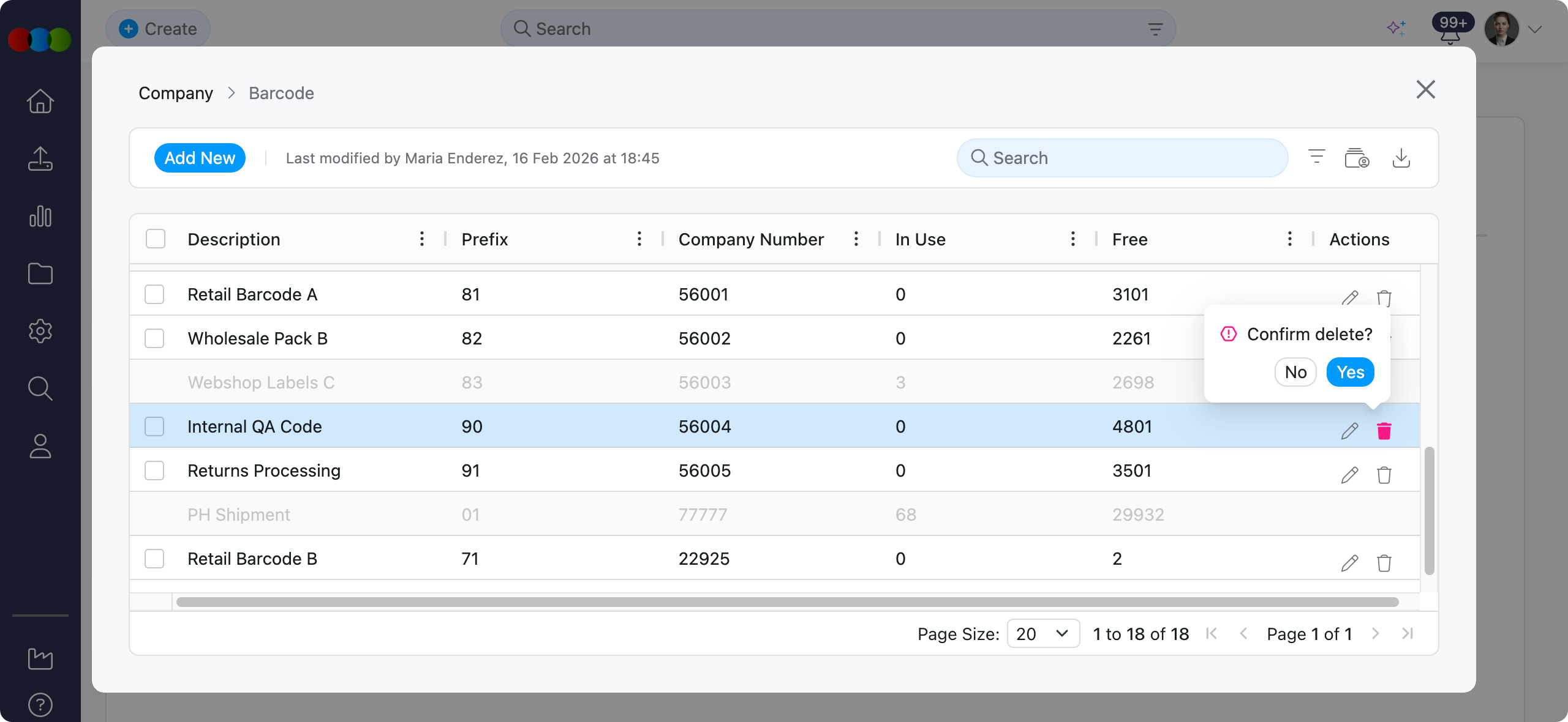 Single Delete Barcode Range