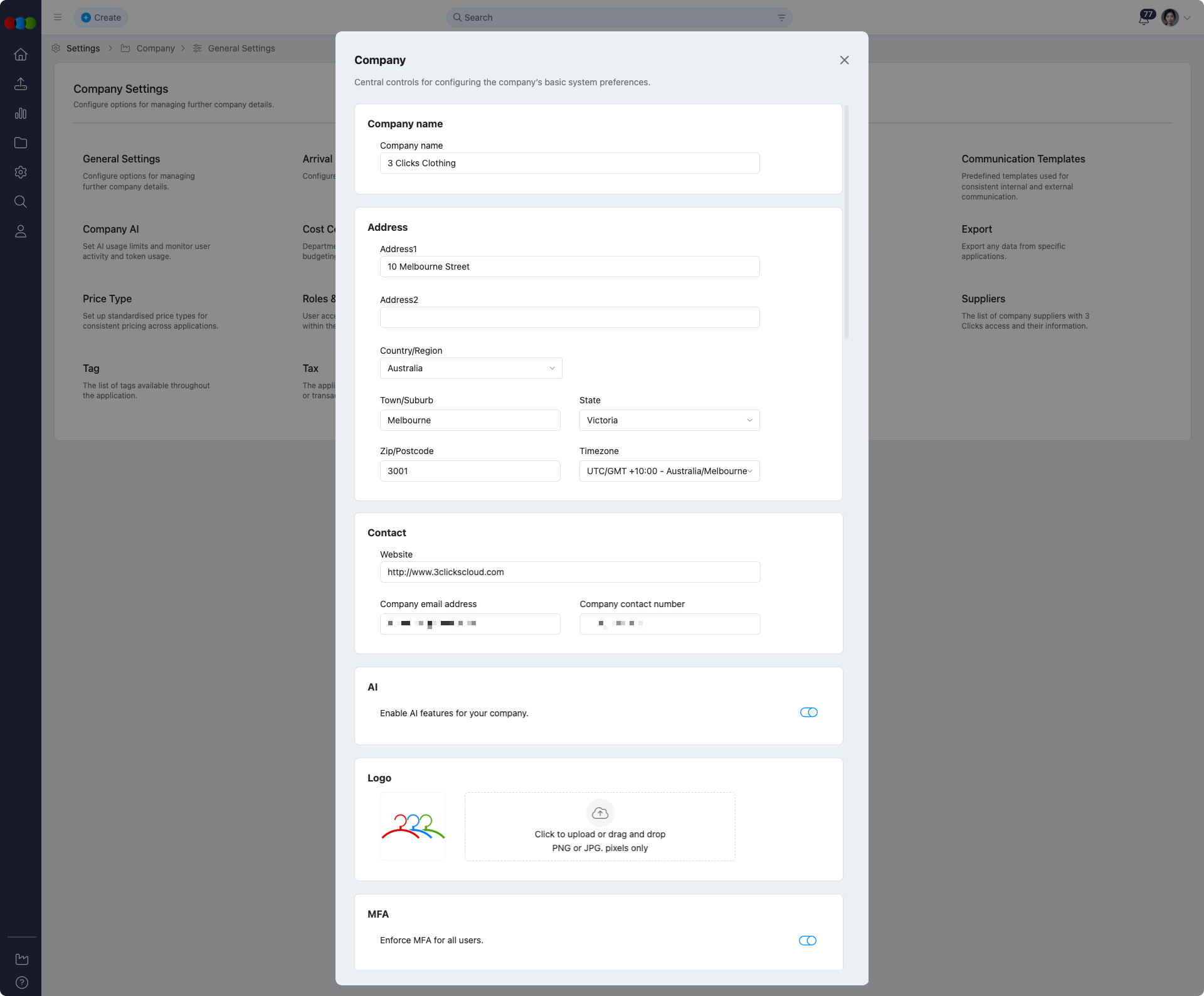 Company General Settings