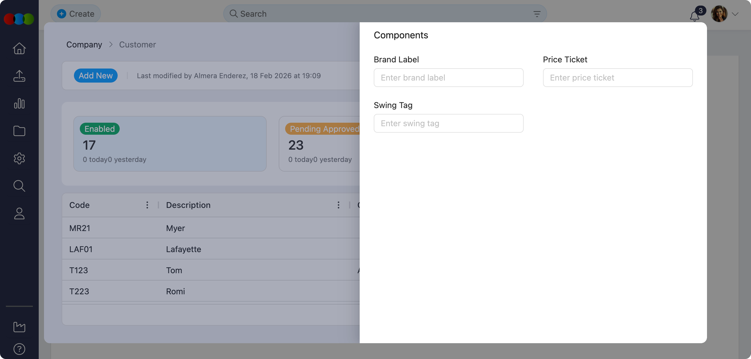 Customer Costing Components