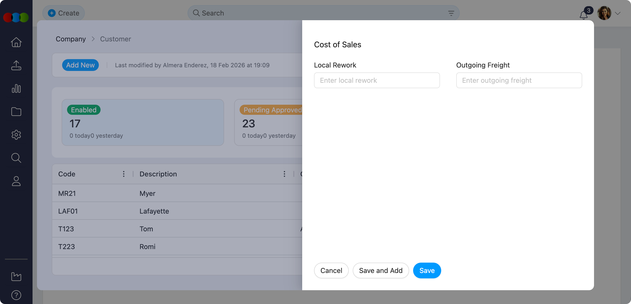 Customer Cost of Sales