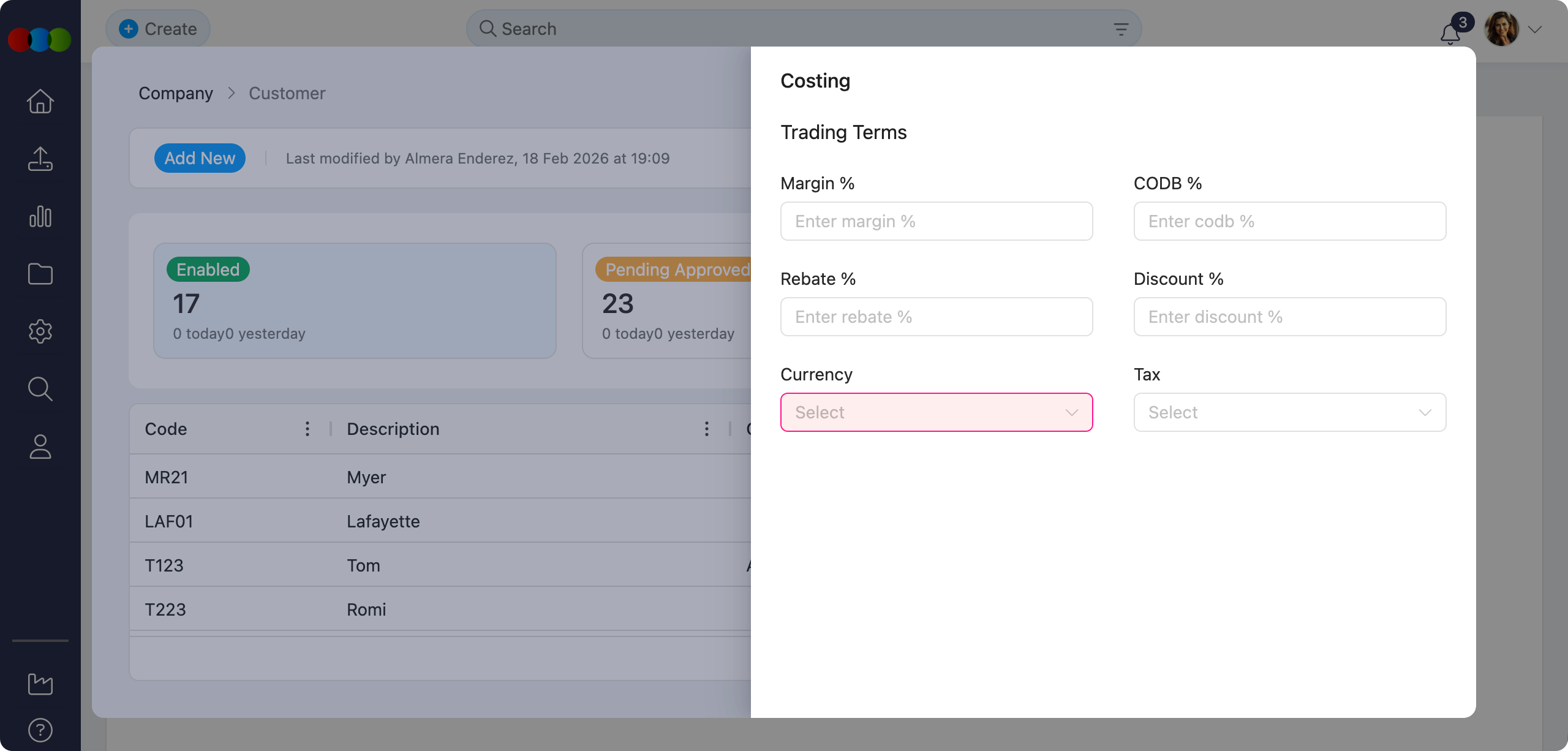Customer Costing Trading