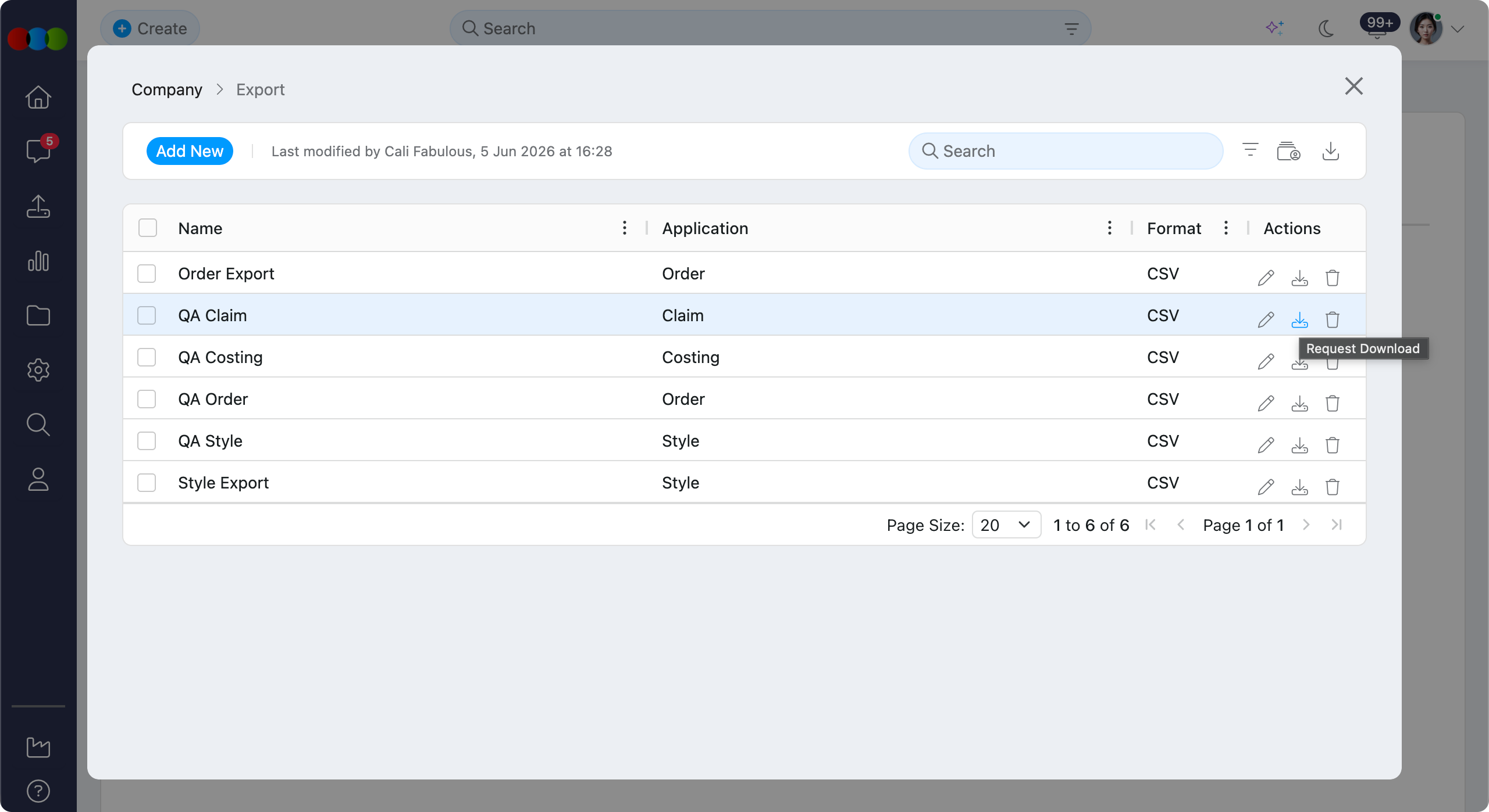 Export Download